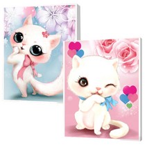 보석십자수 어린이 DIY 캔버스형 비즈공예 2종 세트 25 x 30 cm, 고양이1, 고양이5, 1세트