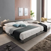 삼익가구 하퍼 와이드 패밀리 가죽 침대 방문설치, 그레이