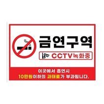피노마켓 금연구역 안내판 디자인 1 중형 30 x 20 cm, 금연구역 CCTV 녹화중, 1개