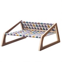 요기쏘 고양이 패턴 원목 해먹침대, 혼합색상