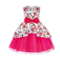 여아용 화려한 장미 리본 나시 드레스