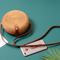 심플 미니 라탄 가방 원형