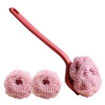 와다다샵 모던 컬러 탈착가능한 디자인 수세미 브러쉬 핑크 + 리필 2p, 1세트