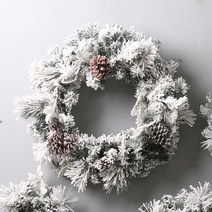 마쉬매리골드 프리미엄 크리스마스 솔방울 믹스 리스, 화이트