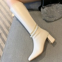 도도팩토리 여성용 라일라린 진주 롱 부츠