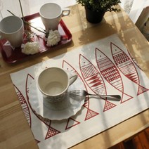 주방 인테리어 소품 테이블 매트 2p, 물고기패턴, 320 x 450 x 10 mm