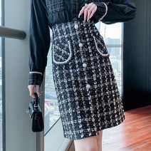 비비에모 자가드 진주 포켓 H라인 5부 스커트 00553