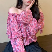 메이첼 핑크로즈 오프숄더 프릴 블라우스 00301