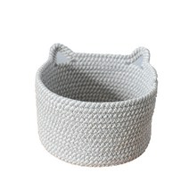 BUBU 고양이 모양 수납용 면 바구니 중 21cm x 12cm, 화이트, 1개