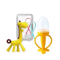 앙쥬 2종 세트, 노꼭지, 기린(치발기), 황금바나나(과즙망), 랜덤발송(실리콘클립)