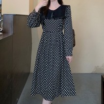 페이퍼먼츠 레트로 빅카라 도트 패턴 플레어 원피스 00978