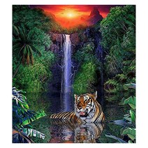 라이징 폭포 아래 호랑이 보석십자수 취미 DIY 키트, 혼합색상, 1개
