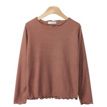 여성용 라운드넥 물결 밑단 골지 니트 NT3465K1C
