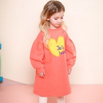 젤리스푼 여아용 하트퐁 볼륨소매 원피스