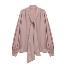 탱커스 스카프 포인트 브이넥 블라우스