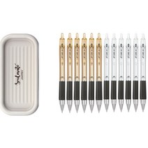 자바펜 제트라인M biz 볼펜 0.7mm 2종 x 6p + 펜트레이 세트, 골드, 실버(볼펜), 베이지(펜트레이), 1세트