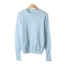 여성용 골드 버튼 골지 니트 NT3533K21