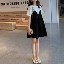 에스텔라 페이크 투피스 티셔츠 뷔스티에 임산부 원피스