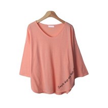 여성용 심플 나염 7부 티셔츠 T8811K22