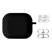 iRUDA 드링크 에어팟3 소프트 케이스 + 철가루 방지 스티커 + 3M 스티커, 블랙티