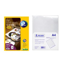 프린텍 CD라벨무광 41mm V3771 100p + 문협 L홀더 10p, 1세트, 2칸
