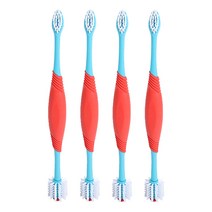 펫코노미 반려동물 360도 양면 헤드 칫솔, 혼합색상, 4개