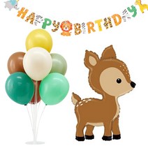 파티마트 풍선스탠드 은박풍선 가랜드 생일파티용품세트, 아기사슴(은박풍선), 랜덤발송(고무풍선), 1세트