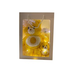 모리앤 케어베어 중형인형 + 고리인형 + 홀로그램꽃 + 메시지 기프트쇼핑백 세트, 옐로우(인형)