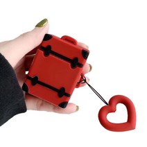 솔룸 큐티 사각 가방 모양 에어팟 1 / 2 세대 케이스, 레드