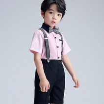 오렌지다몸 남아용 멜빵 타이 정장 반바지 4종 세트