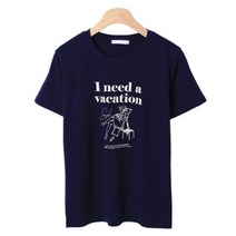 시크블랙 여성용 강르포 라운드넥 프린팅 반팔 티셔츠 T9881K25