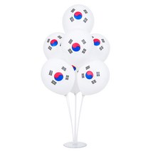 파티쇼 태극기 인쇄풍선 10p + 풍선꽂이 장식 70cm 세트, 2세트, 혼합색상