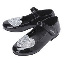 베네통키즈 여아용 에나멜 하트 구두 QCSHP1241BK