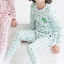 보보 아동용 상큼 체크 30수 내의 상하세트