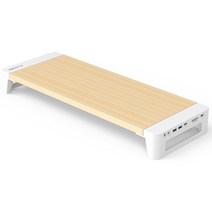 넥스트 USB 허브 카드리더기 고속 충전 지원 우드 모니터 받침대 NEXT-MS3308M, 화이트
