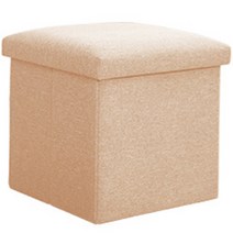 로이어 린넨 고강도 접이식 수납 사각 스툴 25 x 25 x 25 cm, 베이지