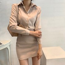 비비에모 심플 카라 셔츠 미니 원피스 01682