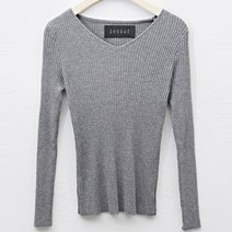 탱커스 여성용 브이넥 골지 데일리 슬림핏 긴팔 니트 TU3KP017L0