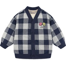 밀크마일 아동용 스마일 체크 쟈가드 가디건