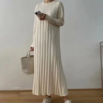 페이퍼먼츠 라운드 베이직 골지 니트 롱 원피스 02801