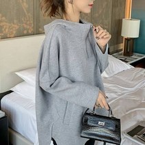 메이첼 여성용 지퍼후드넥 숄더 절개 사이드 슬릿 긴팔 티셔츠 01524