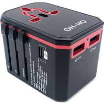 오호 여행용 QC3.0 PD 고속충전 멀티 어댑터 레드 YM108, 1개