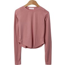 시크블랙 여성용 크라운 심플 슬림 크롭 긴팔티 cpt10683k29