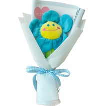 데이앤모어 스마일꽃 인형 대형 45cm + 꽃다발 포장 세트, 파랑