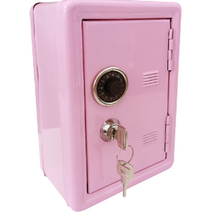 로이윙 레트로 철재 캐비넷 저금통, 핑크, 1개
