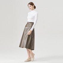 탱커스 사이드 집업 레더 플레어 스커트 TU3SK019L0