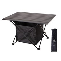 조엘리 알루미늄합금 캠핑 접이식 롤 테이블 M + 그물망 세트, 블랙
