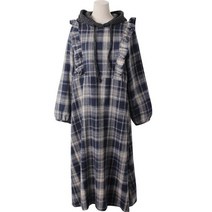 린다샵 인클리 겉기모 프릴 후드 사각체크 롱 원피스 cpops8346k2b