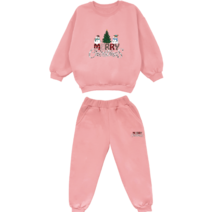 아동용 유키즈 트리와 눈사람 기모 맨투맨 + 팬츠 세트