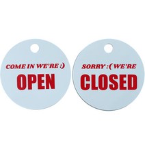 티나피크닉 원형 매장 오픈클로즈 영문 안내판 후크 세트 레드, OPEN, CLOSED, 1세트